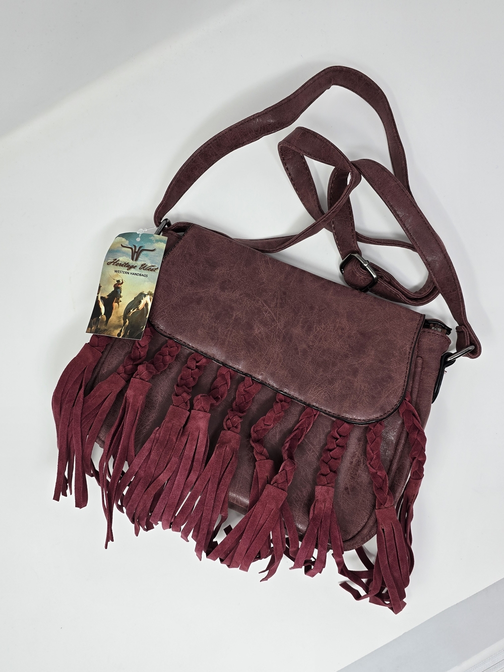 🤠 Heritage West Western Handbag 🤠✨ Burgundy Braided Fringe (NWT) ✨
